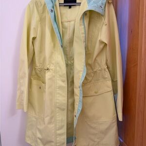 Talbots Light Yellow Utility Jacket with Teal Hood